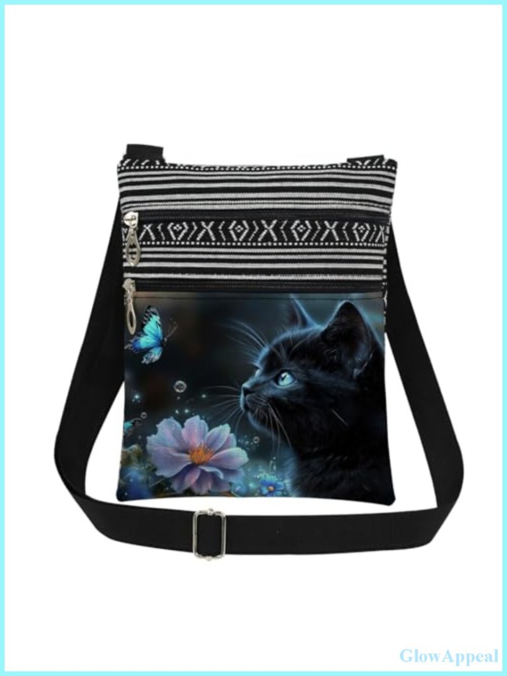 Adjustable Strap Crossbody Bag Polyester Sling Dual Pocket